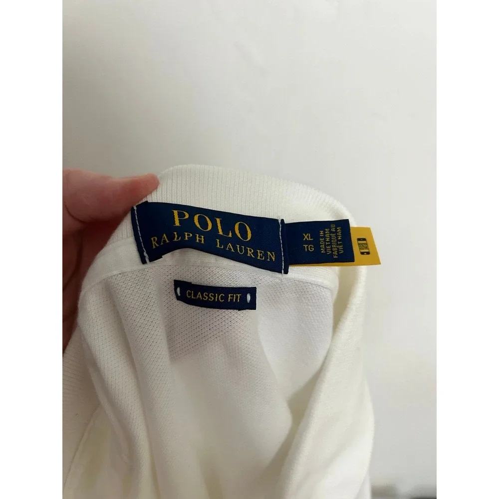 Polo Ralph Lauren Short‎ Sleeve Classic Fit Shirt Mens White Triple Pony Size XL